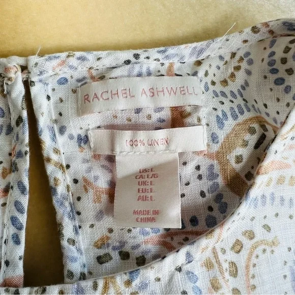 Rachel Ashwell Paisley Print Linen Pocket Dress Large - Picture 2 of 6